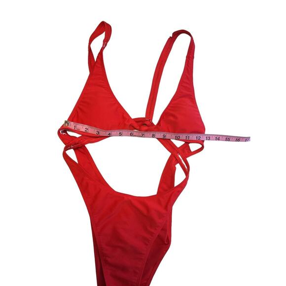 RED Monokini Size S/M Sexy One Piece Swimsuit Strappy Bathing Suit Beach - Picture 12 of 13